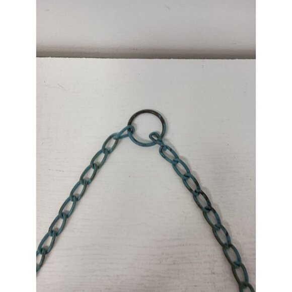 Vintage Blue Cast Iron Ornate Frame Round Accent Wall Mirror Rustic Cottagecore - Picture 3 of 9